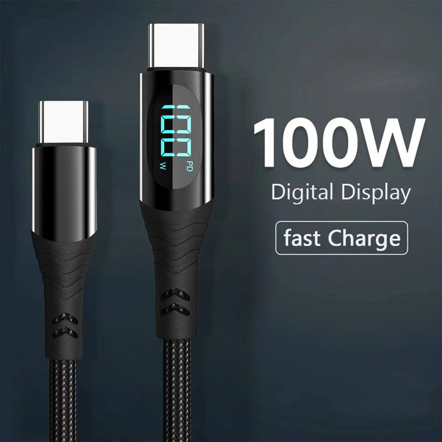 

7A 100W Digital Display PD USB Cable Fast Charging Type C to Type C Cable USB C Cable For HUAWEI Xiaomi Macbook Data Cord