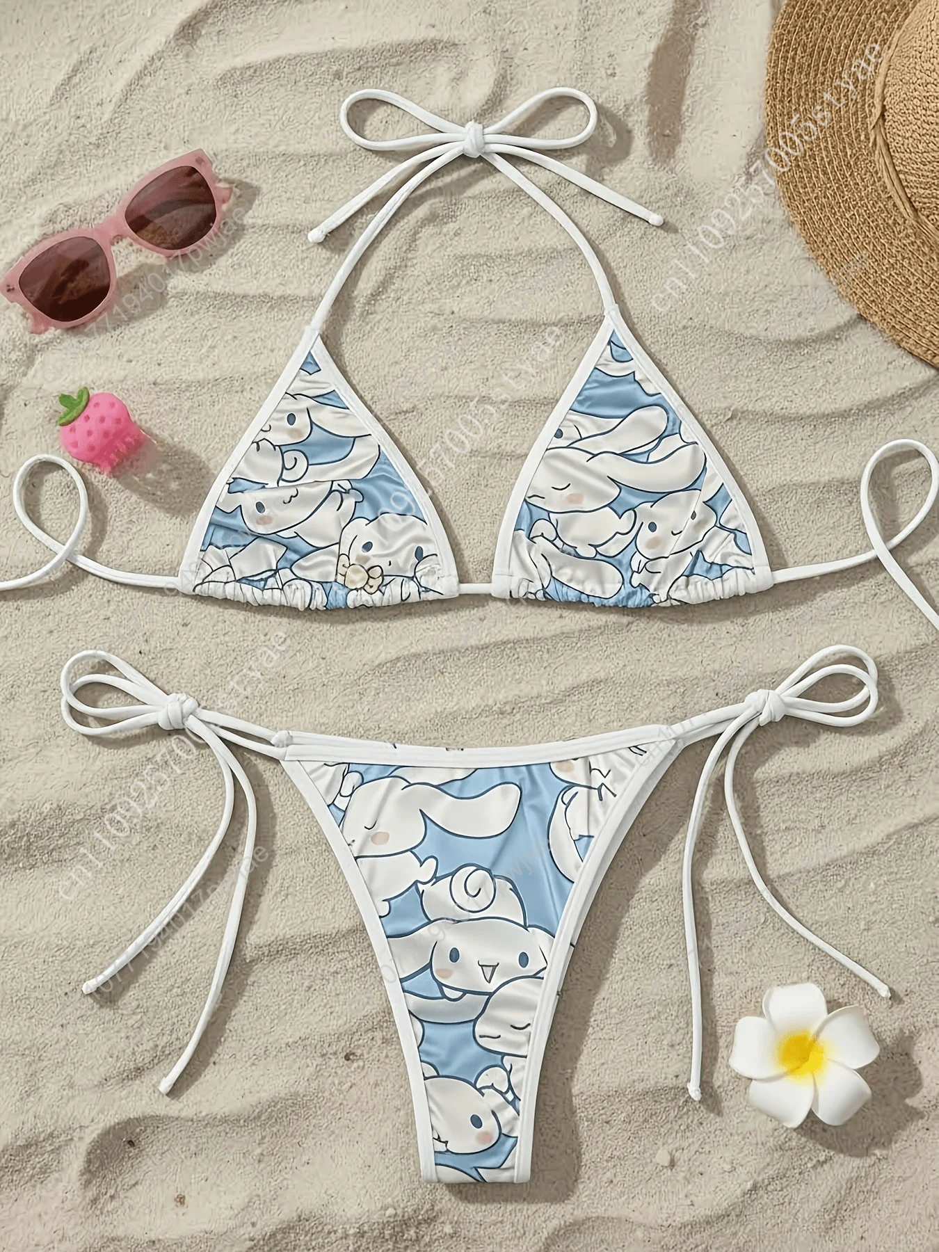 

Sanrio Ladies Bikini Set Hello Kitty - Cartoon Fashionable Cute Clothing, Cinnamoroll White And Blue Bikini, Suitable for Small