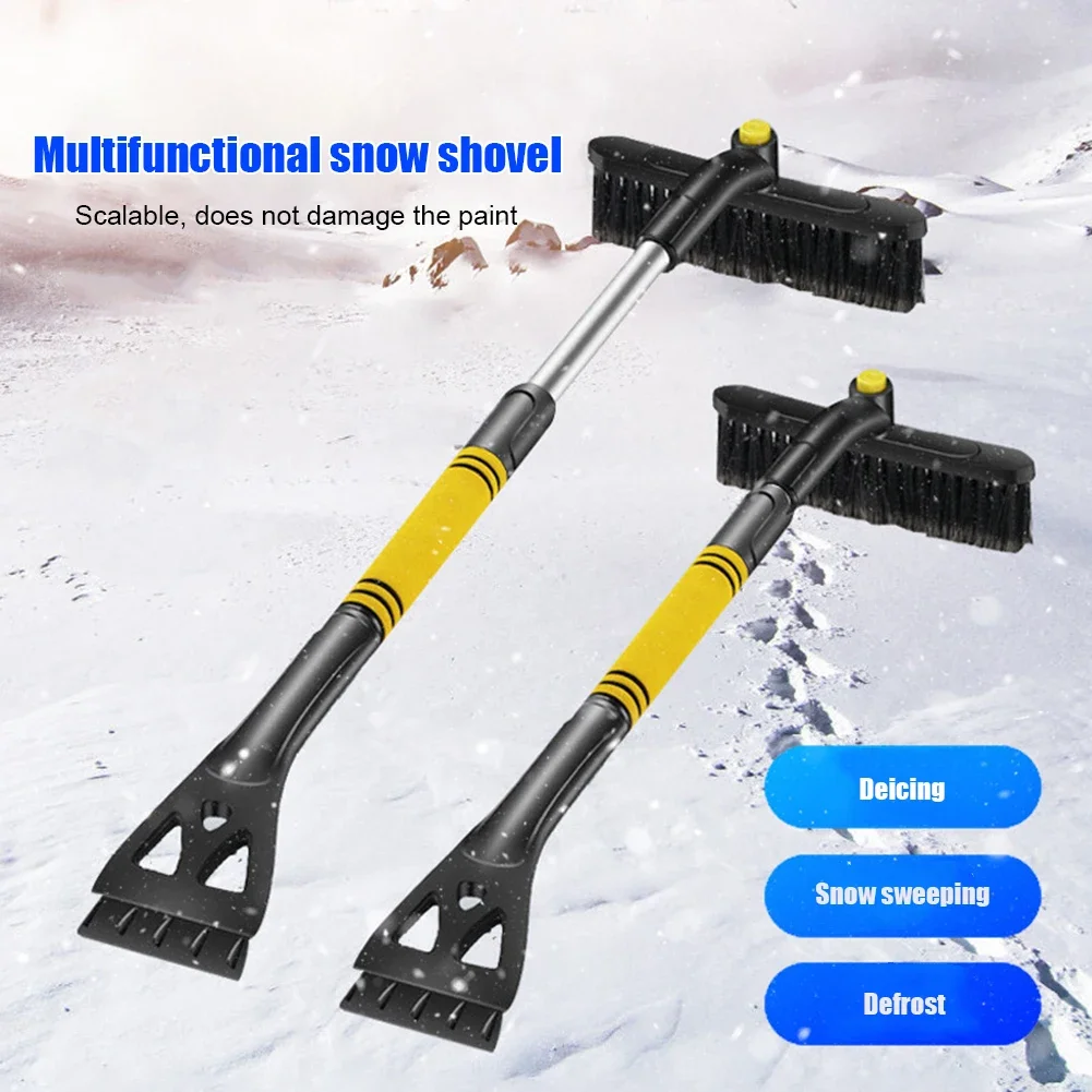 Winter Machine Extendable Car Cleaning Ice Scraper Snow Shovel Car Windshield Snow Brush With Ergonomic Foam Handle Detachable