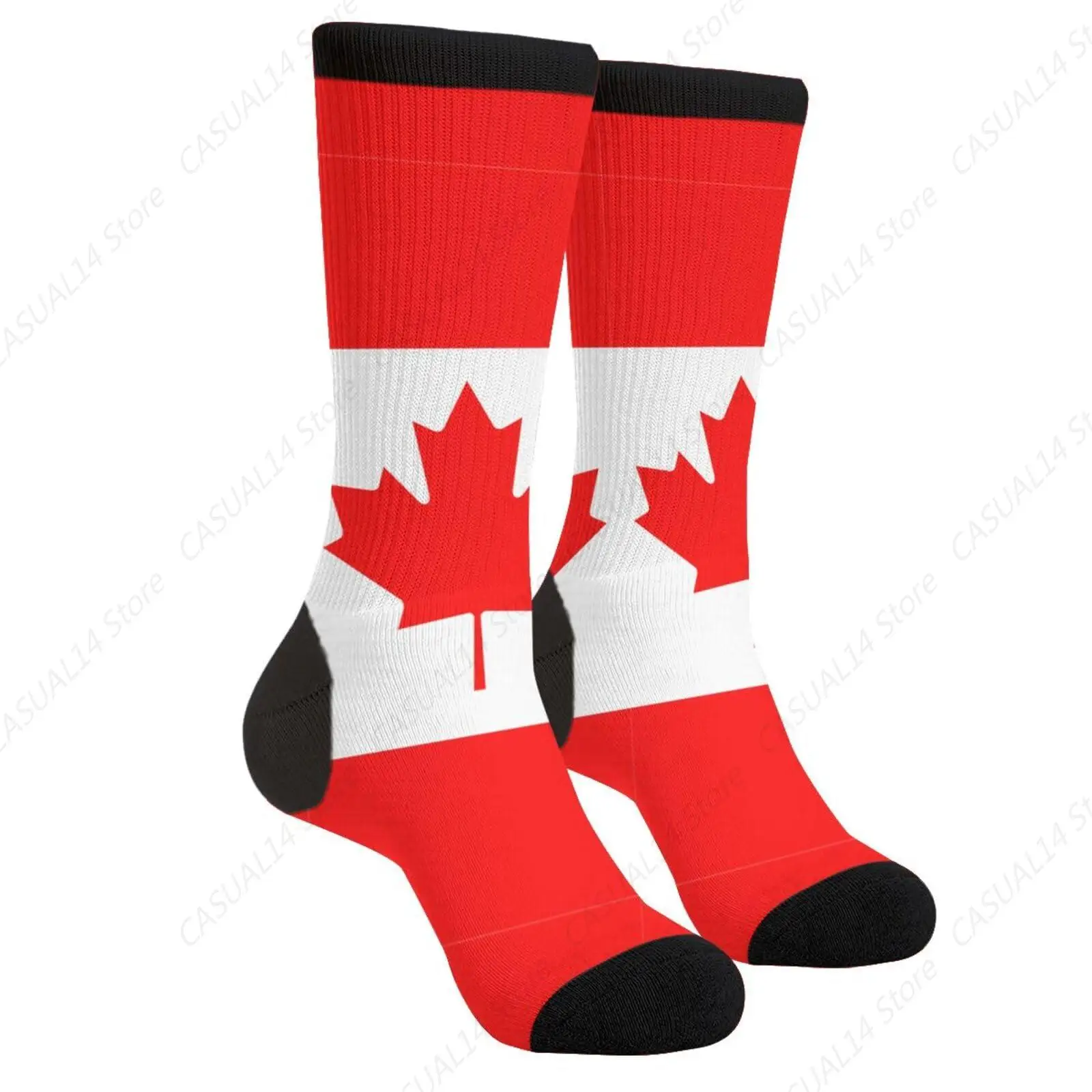 Canada Flag Canadian Novelty Fun Crew Socks Fashion Comfortable Men And Women Crazy Dress Socks