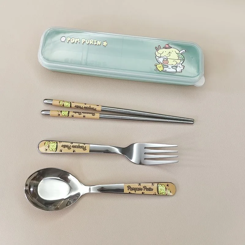 طقم أدوات مائدة محمولة برسوم كرتونية لطيفة من ماي ميلودي مكون من ثلاث قطع للطلاب والبنات، هدية عيد ميلاد كاواي للأصدقاء #6