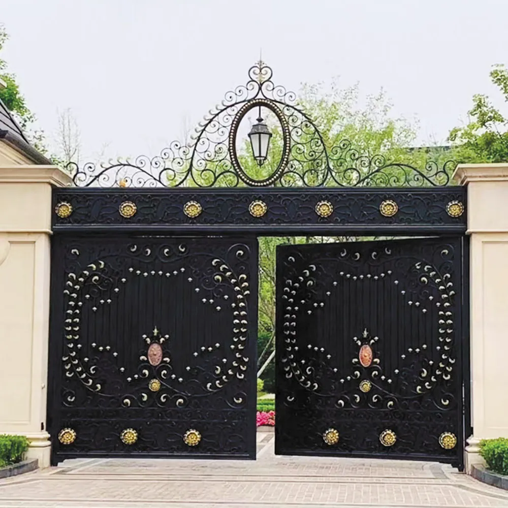 Perforated Garden Metal Main Gate Design Cured Wrought Iron Gate Wall Trellis Gates Privacy Fencing Panel Driveway Gate