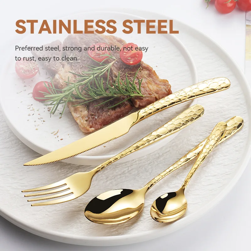 

New Europe Silver Gold Fashion Cutlery Set Stainless Steel Creativity Gift Honeycomb Flatware 410 Drop Shipping