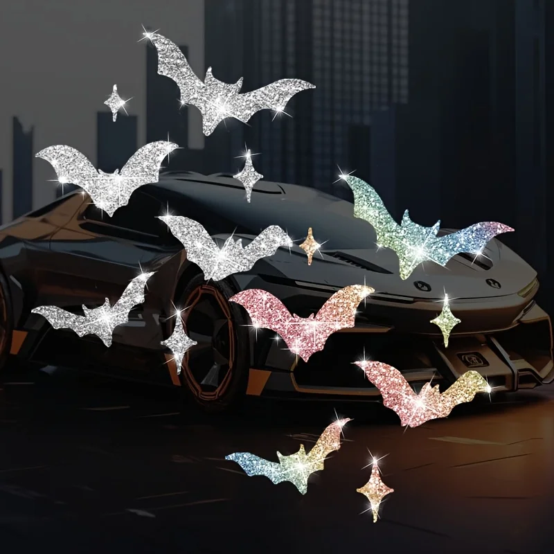 

1PC Imitation Diamond Glitter Bat Motorcycle Sticker Waterproof Motorcycle Windshield Fuel Tank Car Rear Window DIY Vinyl Decal