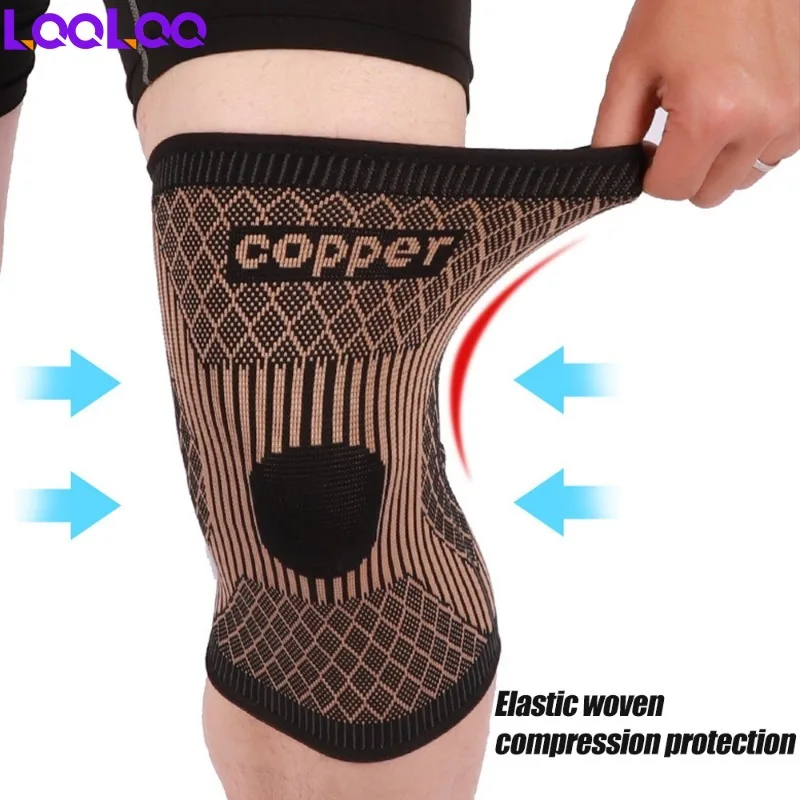 1 pz ginocchiera in rame per dolore da artrite e supporto-manicotto di compressione del dolore al ginocchio in rame per sport, allenamento, basket, Tennis