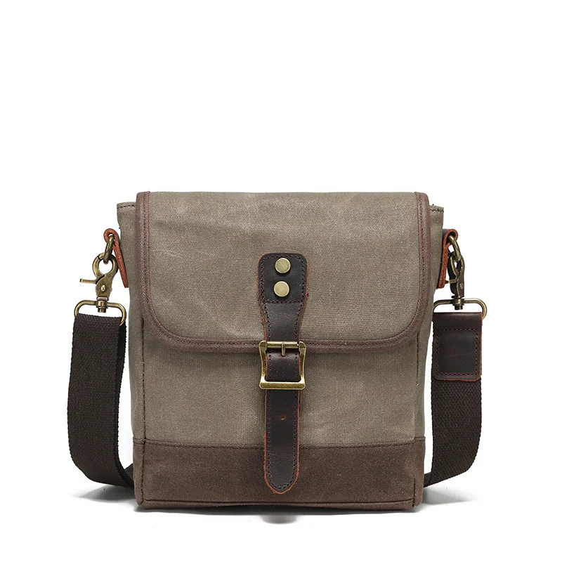 

New Fashion Cross Chest Bag Waterproof Wax Canvas Single Shoulder Crossbody Backpack Storage Flap Color-block Chest Bag Handbag