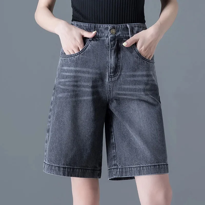 

Oversized Denim Shorts Women's Thin Summer Loose Wide leg Shorts Female High waisted 2024 New Summer Casual Short Jeans