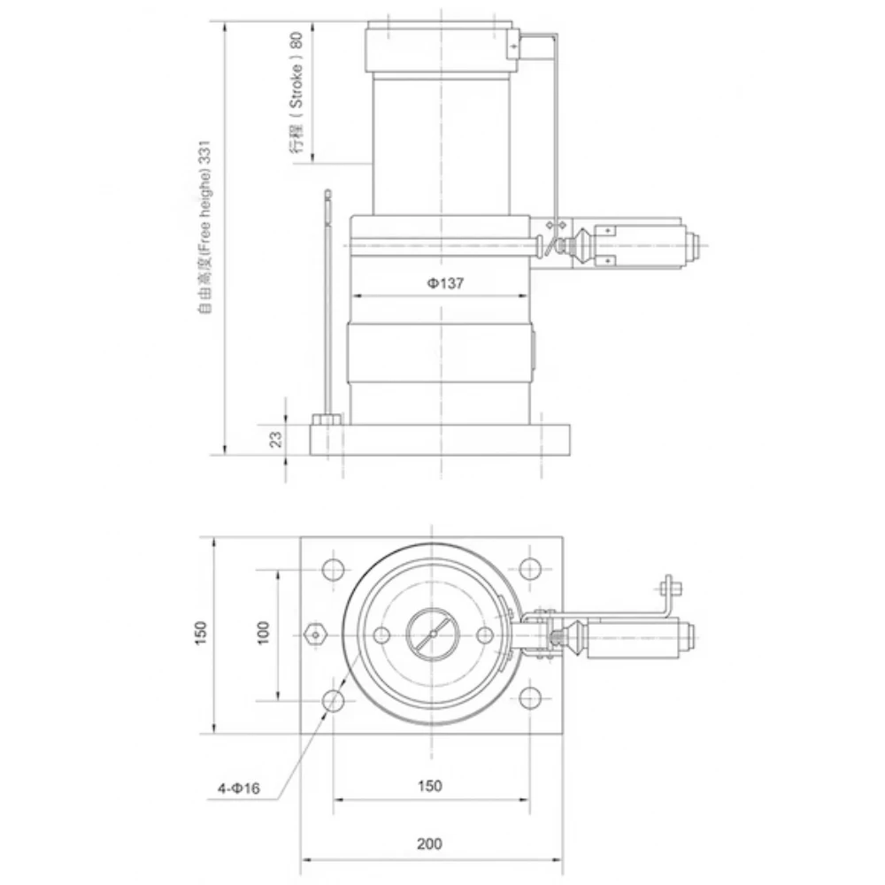 HEBEI DONGFANG Lift Hydraulische oliedrukbuffer Pit Auto Schokabsorptie YH3/80 YHL3/80 1 stuk