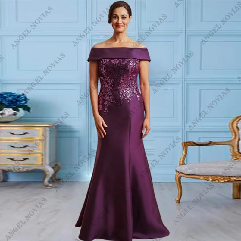 

Customized Long Mermaid Purple Mother of the Bride Dress Wedding Party Gown Elegant vestidos de fiesta elegantes 2024