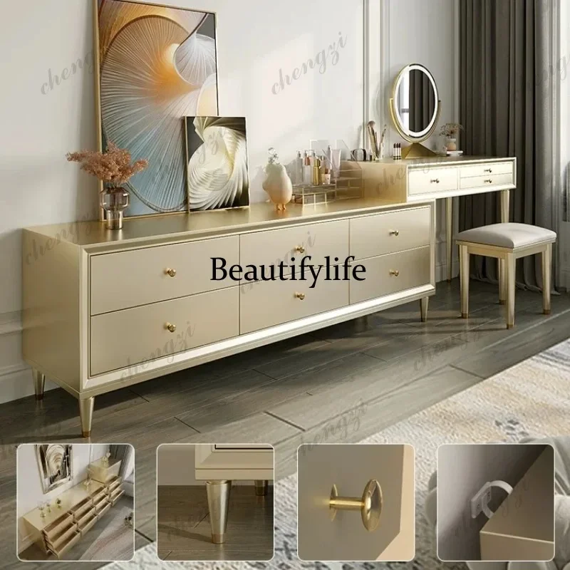 A49 Home Bedroom light luxury dresser chest modern dressing table stool mirror set makeup vanity toiletries tables desks