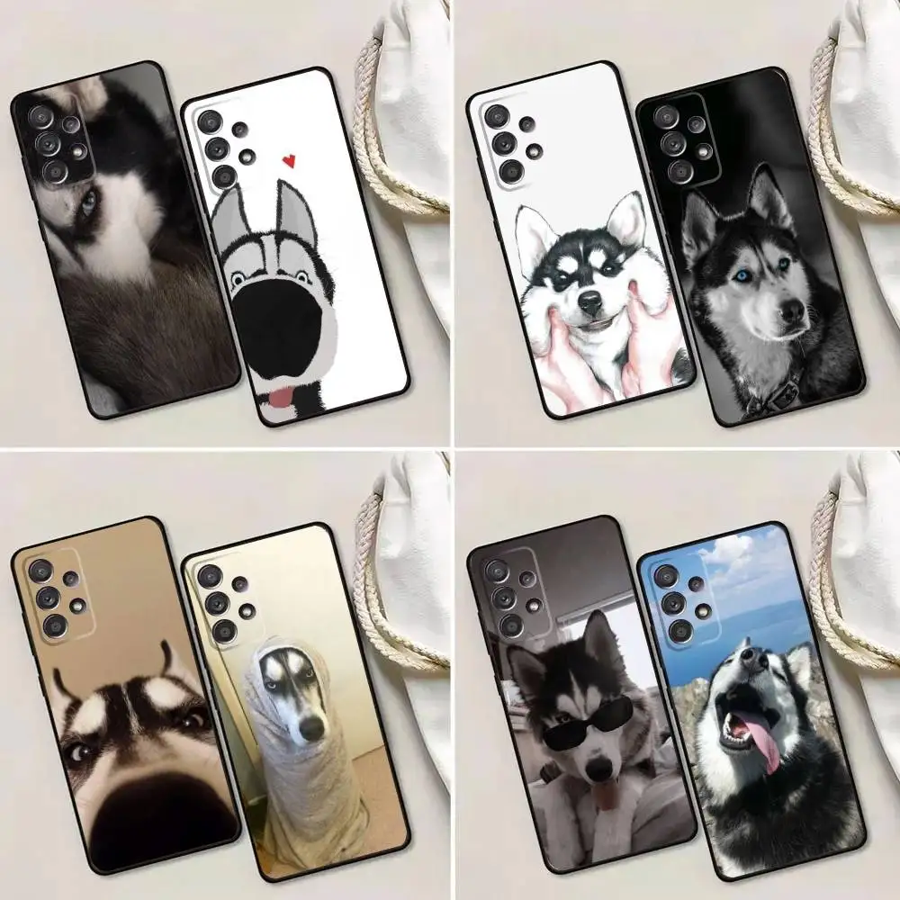 

Husky funny Phone Case For Samsung Galaxy A13,A21s,A22,A31,A32,A52,A53,A71,A80,A91 Soft Black Phone Cover
