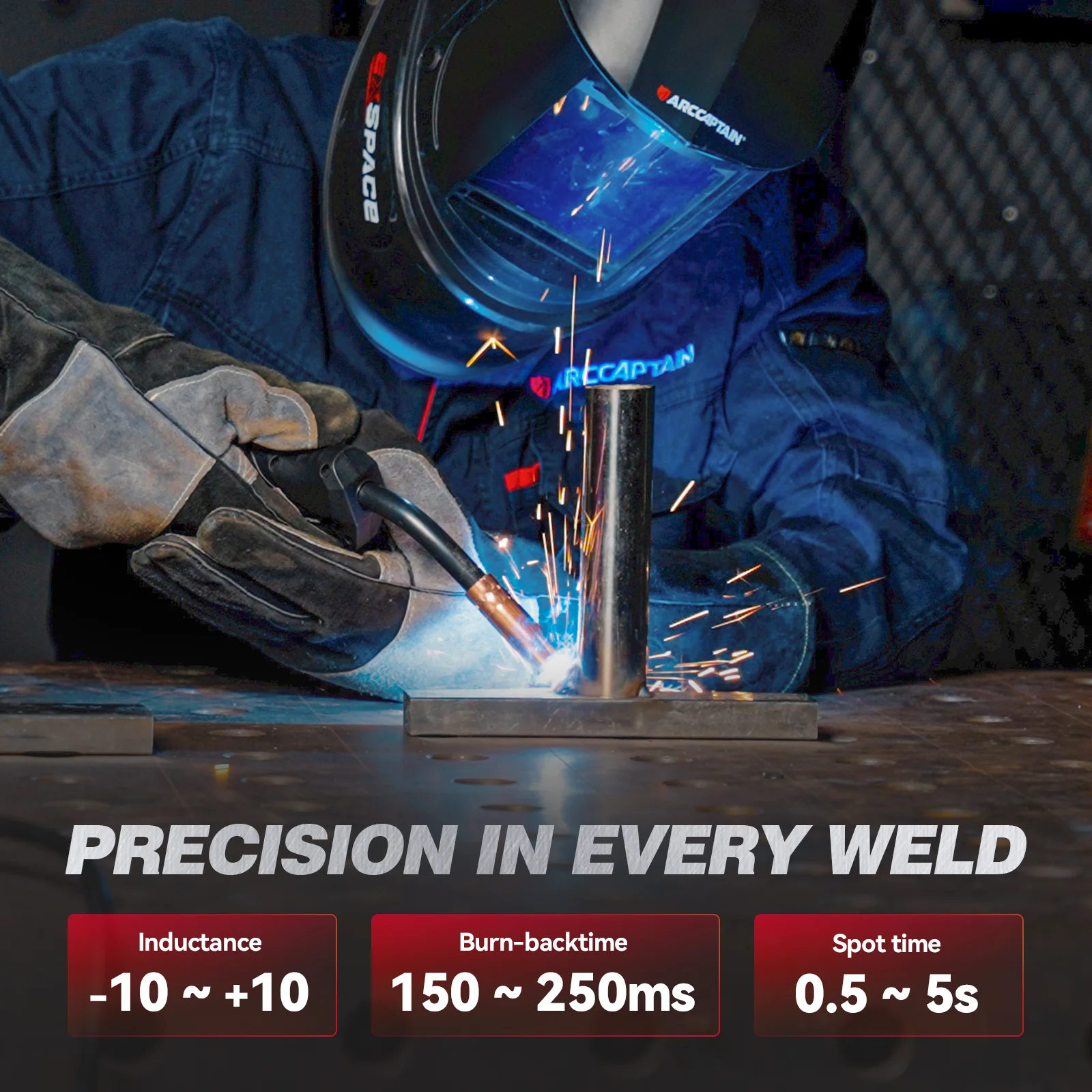 ARCCAPTAIN Standard 6 in 1 Semi-automatic MIG Welder 205A Dual Voltage APP Control Aluminum Welding Machine