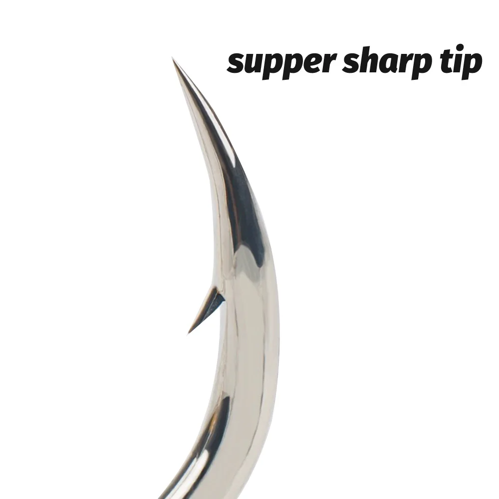 خطاف صيد كبير 1/0-7/0 خطاف صيد السمك الفائق المتين Gaff الشائك المضاد للصدأ زاوية حادة راديان بيند التونة معدات صيد الأسماك Pesca دائرة السنانير