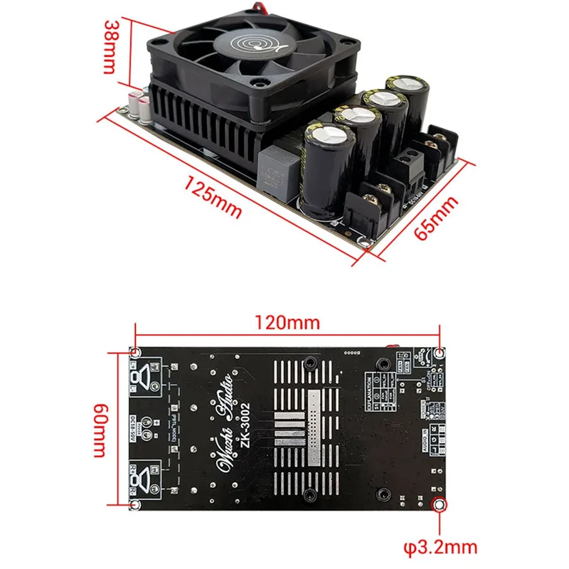 Imagem -02 - Placa de Amplificador Digital de Nível Traseiro Puro Estéreo Mono Amp Música Zk3002 Tpa3255 300w x2 600w