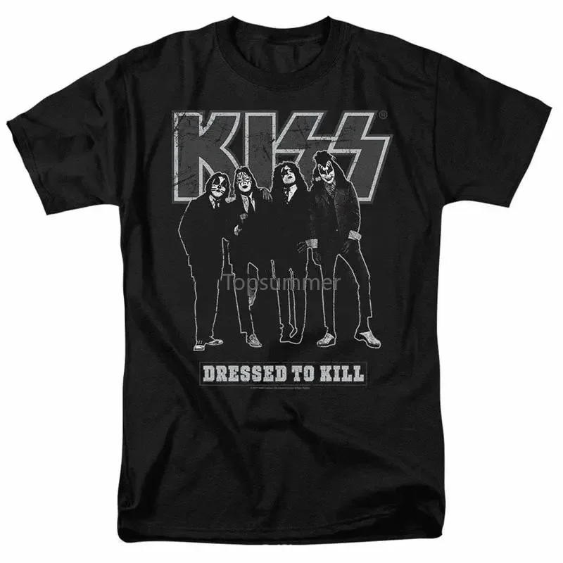 Kiss Dressed To Kill Gene Simmons Rock Band 6680 anime clothes new in tops & tees heavyweight Male Cartoon Male fashion Hot Sale