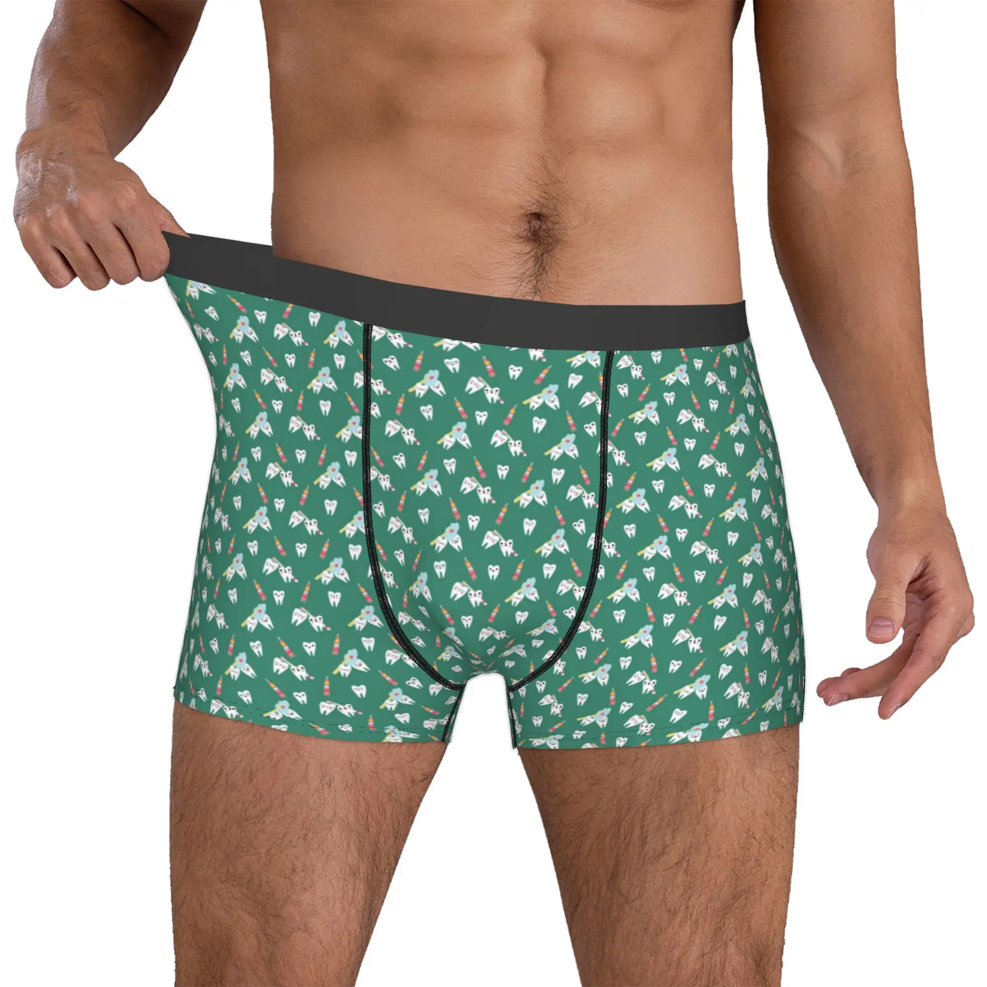 Cute Cartoon Smiling Teeth Dental Underwear Male Printed  Boxer Briefs Shorts Panties Soft Underpants
