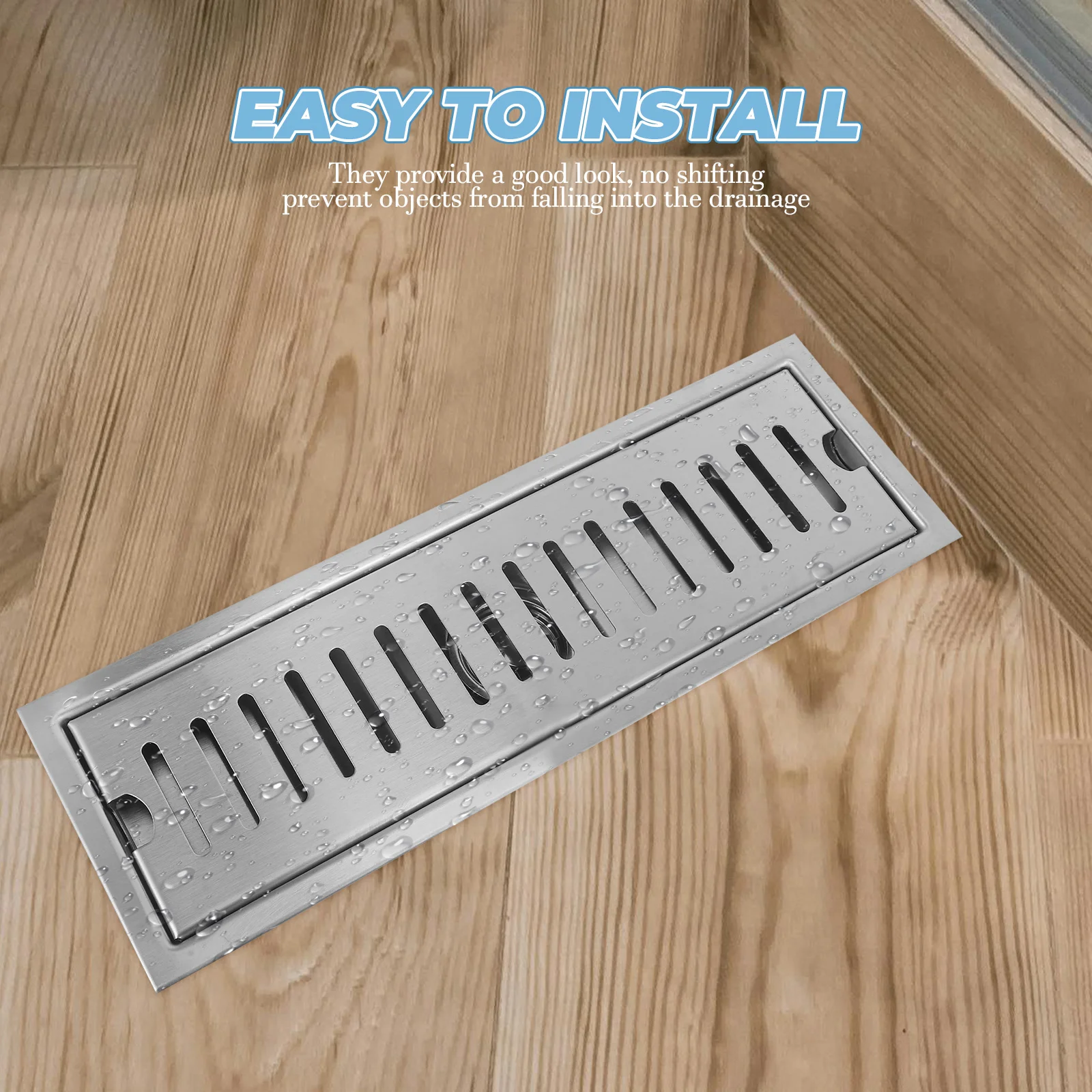 

Stainless Steel Long Floor Hair Catcher for Bathroom Kitchen Tub Deodorant Durable Easy Install No Clogging with Hair Screen