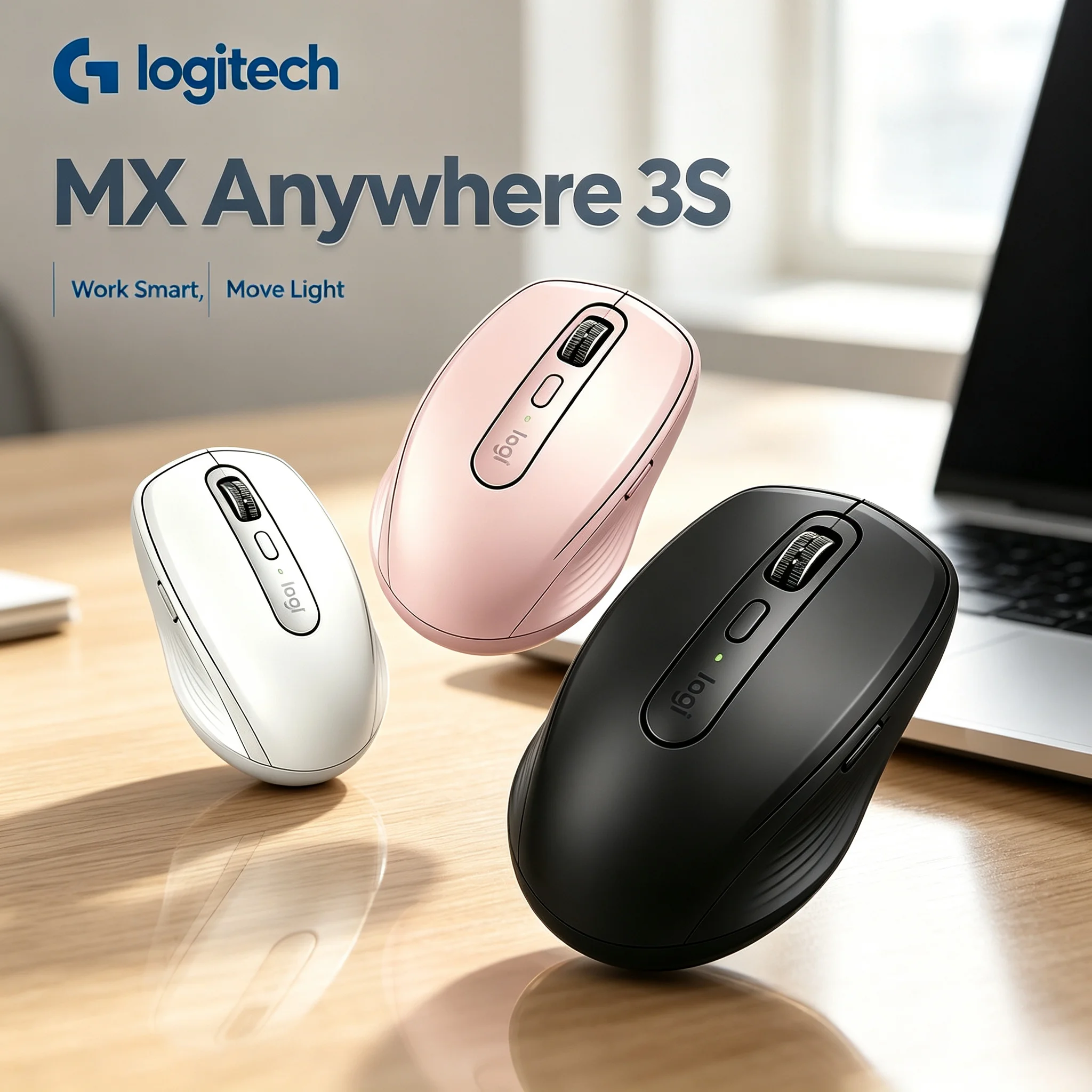 Premium Logitech MX Anywhere 3S Quiet Click Bluetooth Mouse Multi-device Office Computer Mice