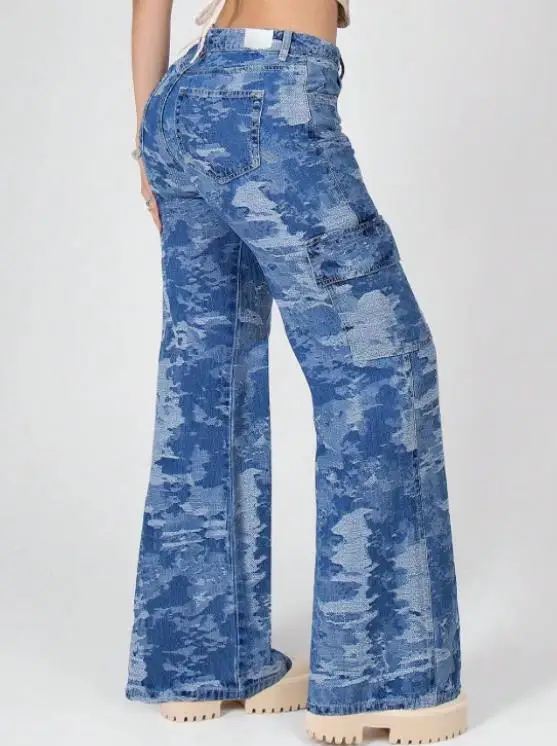Spring Autumn Hot Selling Women's Jeans Fashionable Street Straight Leg Wide Leg Pants Hip-Hop Retro Casual Denim Wide Leg Pants