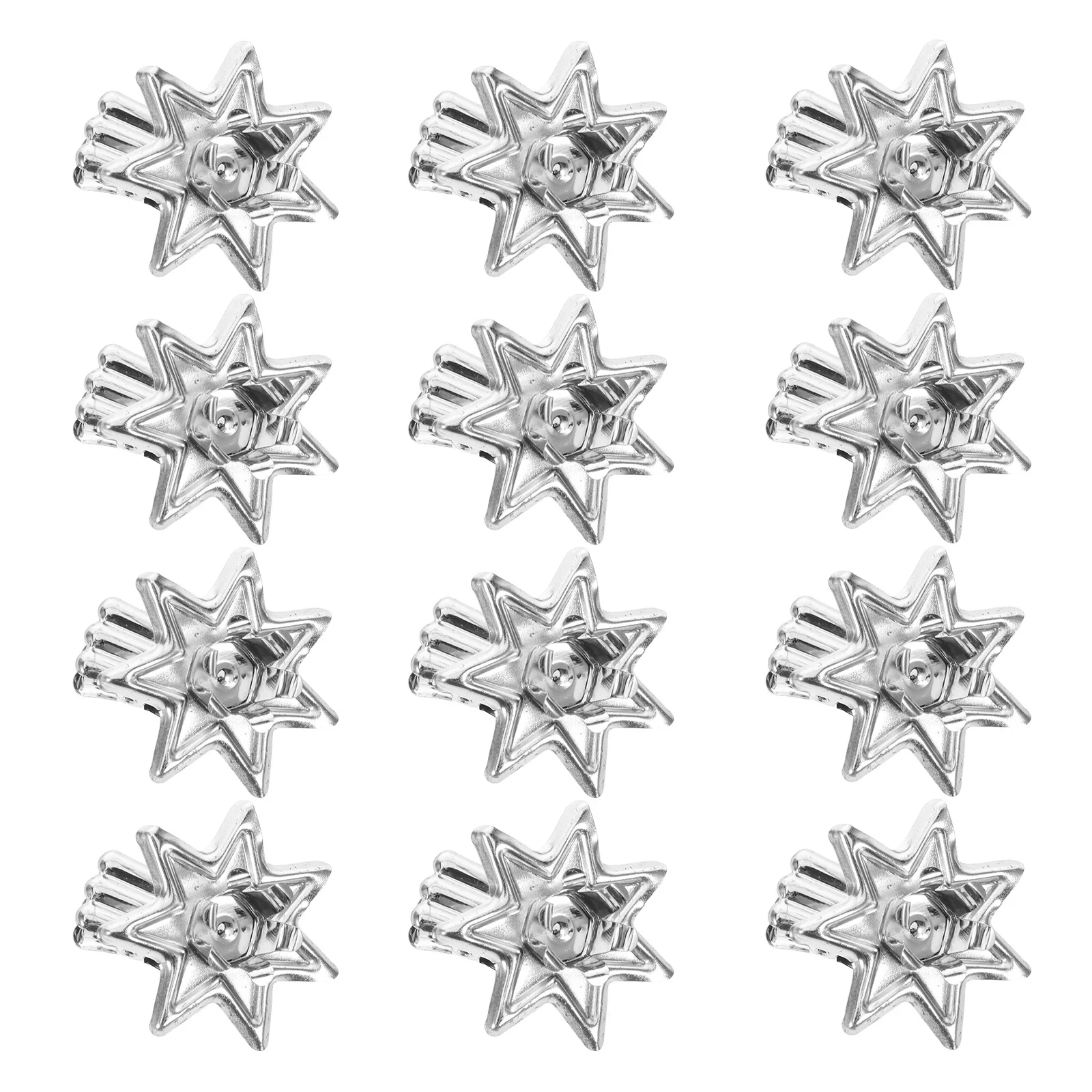 

12pcs Christmas Tree Clips Metal Star Shape Taper Holder Drip Proof For Party Decorations Holder Clips Bulk