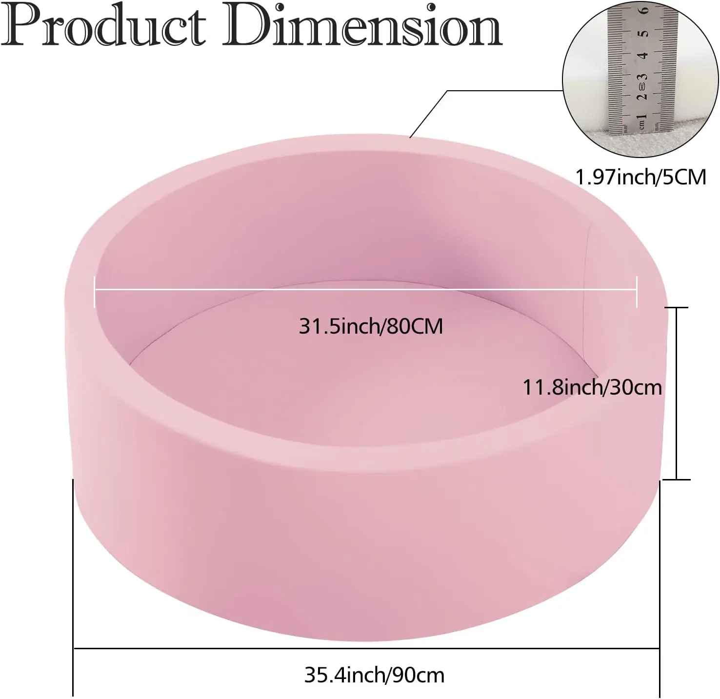 Fossa per palline per bambini, piscina con palline in schiuma da 35,4"*11,8" Box per bambini rotondo morbido per interni, regalo ideale per i più piccoli (senza palla)