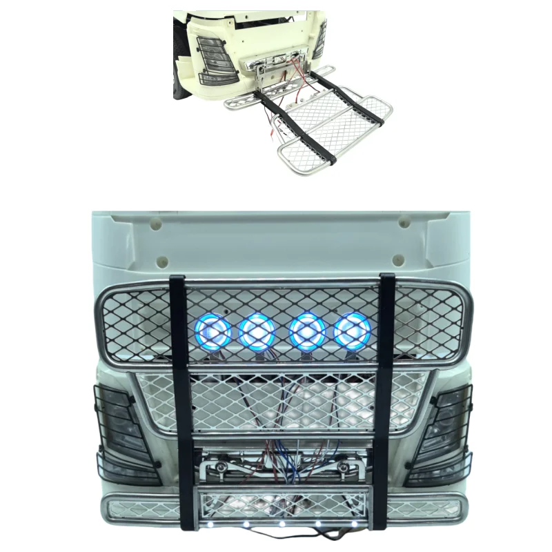 

Передний бампер с ангельскими глазками для радиоуправляемых грузовиков Tamiya 1/14 Volvo 56360 56362 56375, лампа для ограждения от столкновений/забора для скота, детали для модернизации