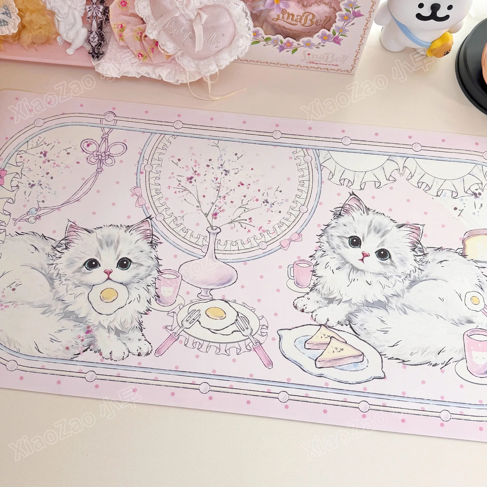 Оригинальный коврик для мыши с омлетом и котенком, водонепроницаемый нескользящий коврик для мыши с милым котенком, кожаный коврик для мыши