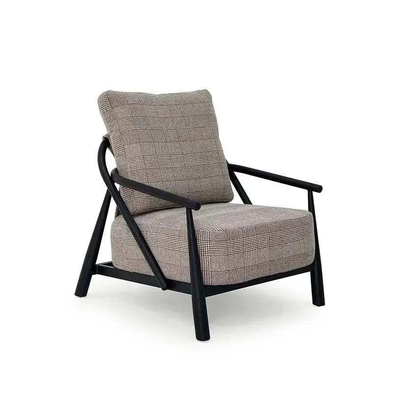 Modern single sofa chair, leather fabric home business leisure office meeting guests reception solid wood 5 groups