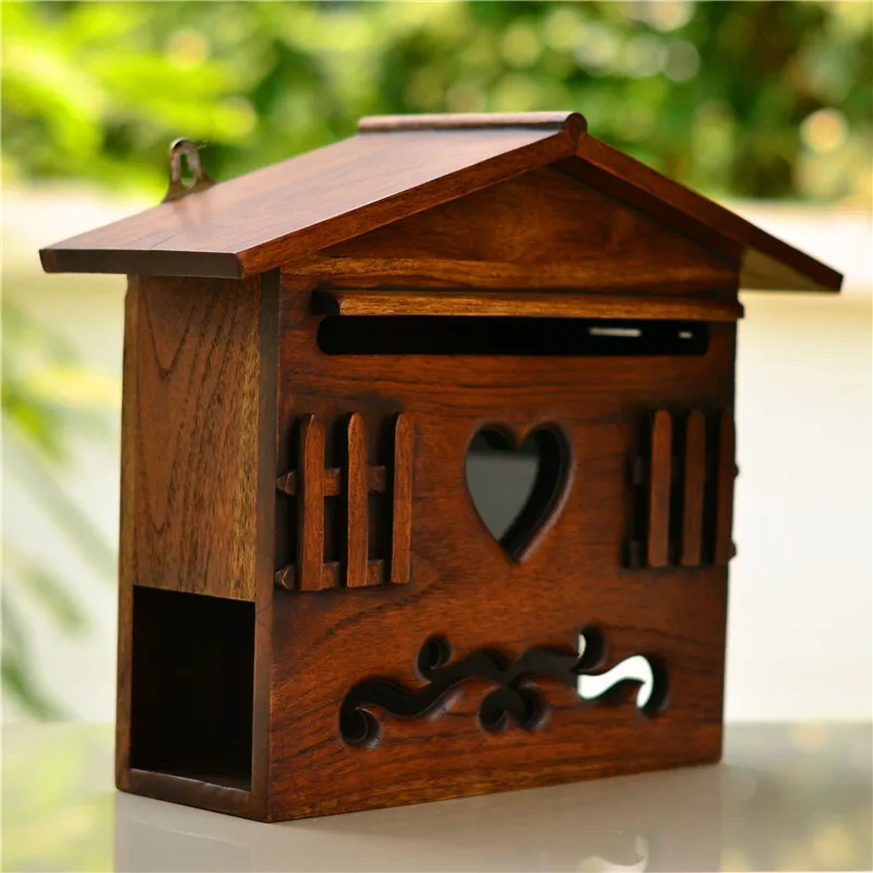 Home accessories mailbox wooden utility bill box villa door hanging storage box mailbox