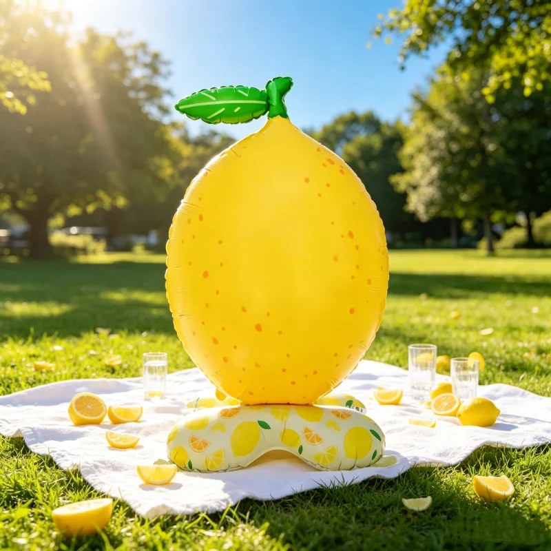 Ballon en aluminium citron sur pied de 61 pouces avec base, ballon fruit tropical, décoration pour fête d'été, citronnade de la côte d'Amalfi, mariage, baby shower