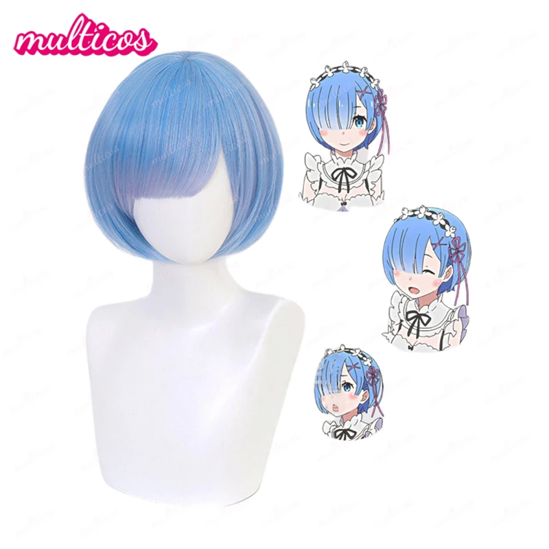 

Re：Life in a different world from zero Ram Rem Cosplay Wig Heat Resistant Synthetic Hair Halloween Part Wigs + Free Wig Cap