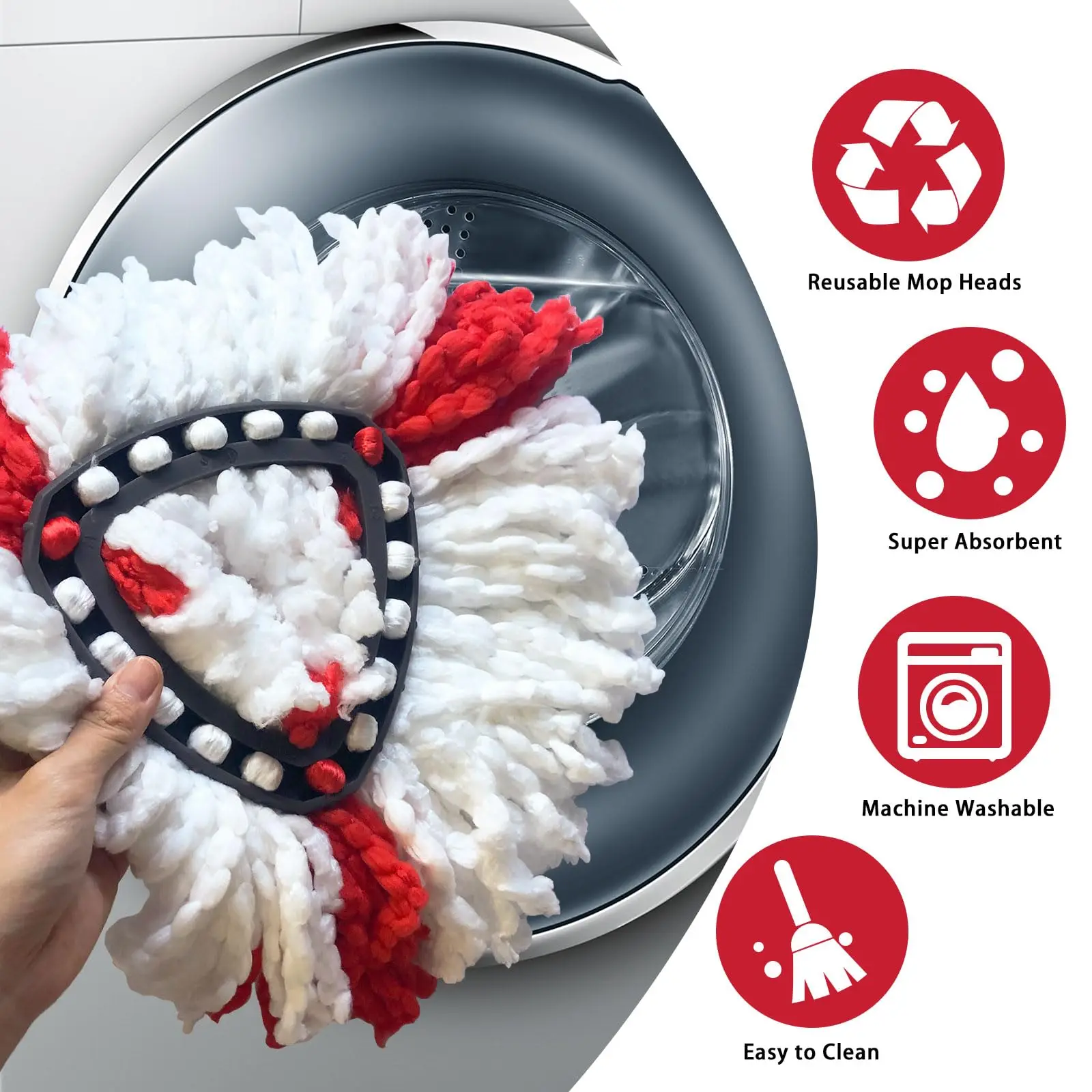 Mikrofaser-Mopp für Vileda Turbo 2-in-1, Moppkopf für Vileda Turbo Spin Mops, einfaches Auswringen, 2-in-1, Spin Mop für alle Bodentypen – Detail 4