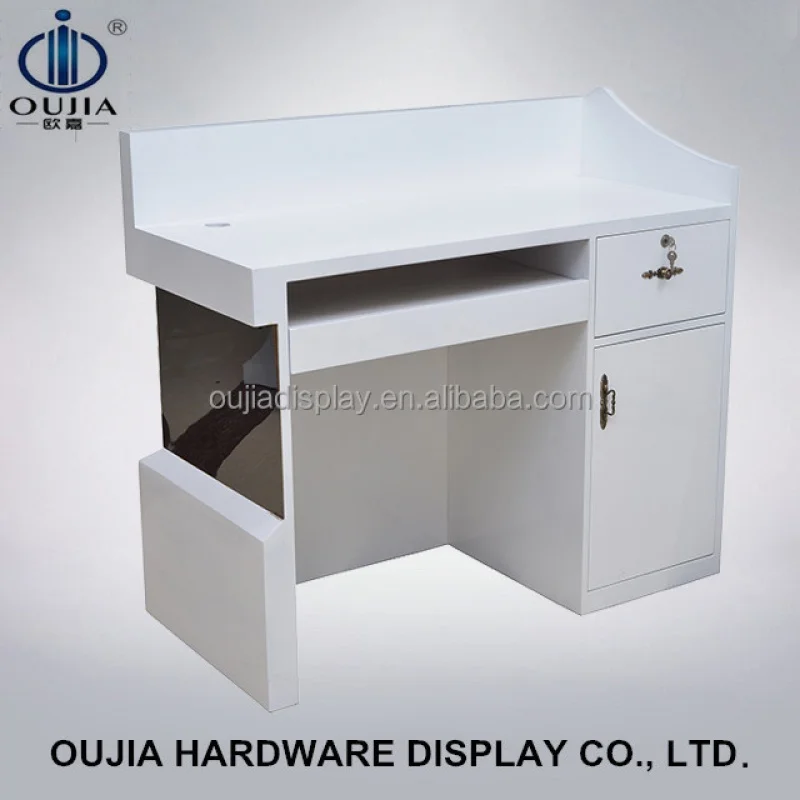 Custom, Small White MDF Modern Reception Desk Front Design Counter Beauty Salon