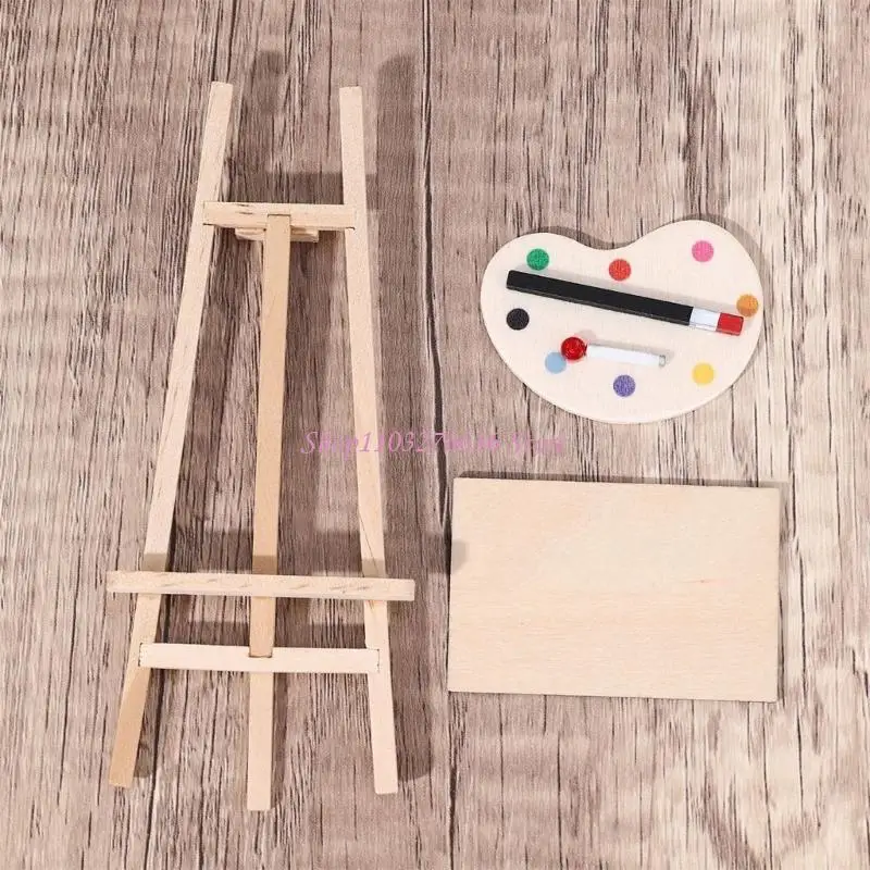 R6fd miniatura arte cavalete suporte conjunto casa boneca acessórios crianças brinquedo para jogo criativo e cena