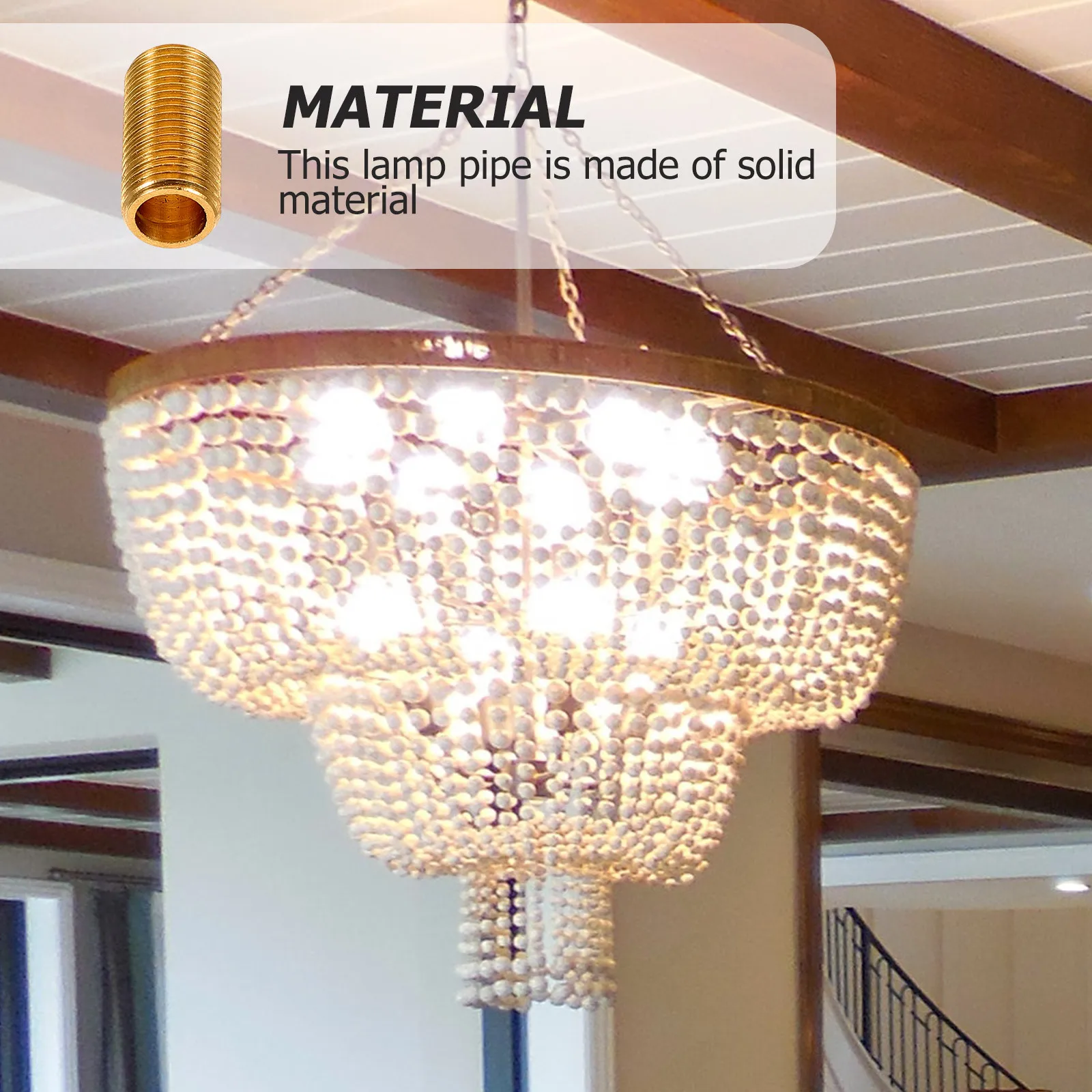 

8Pcs Brass Thread Tube M10 Hollow Lamp Rod Connector with Precision Metric Threads for DIY Lighting Repair and Hardware Projects