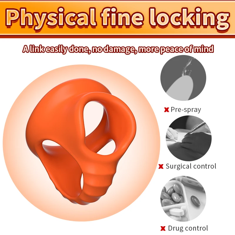 Silicone Penis Cock Ring Delay Ejaculation Erection Chastity Cage Adjustable Scrotum Bondage Lock Cockring Adult Sex Toy for Men image 2