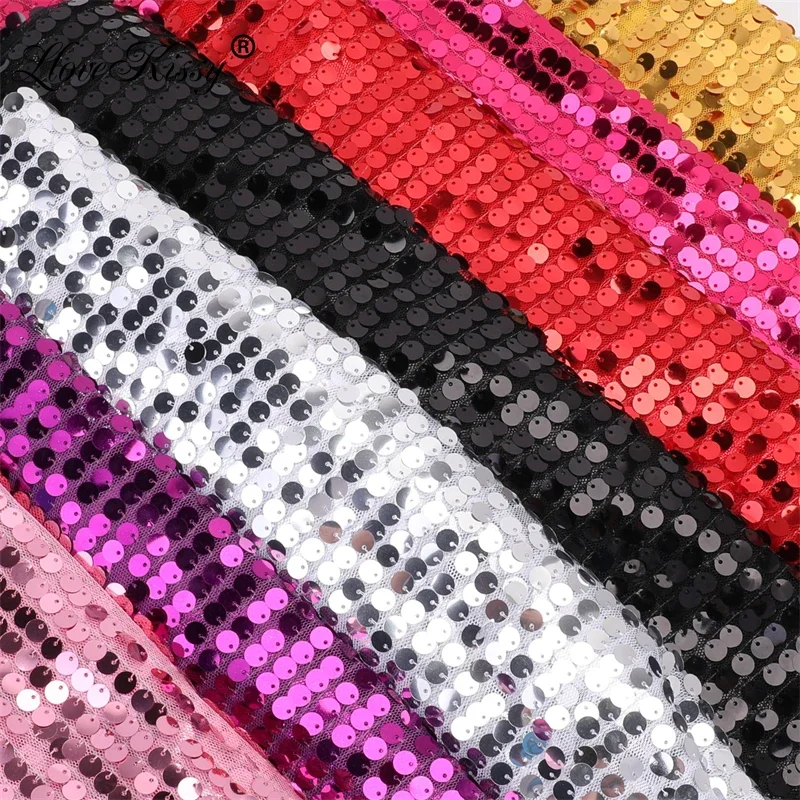 Classic Mesh Embroidery 9MM Sequin Fabric For Party Dress Tablecloth And Background Wall Glitter Fabric 5Yards/Lot Width 125CM