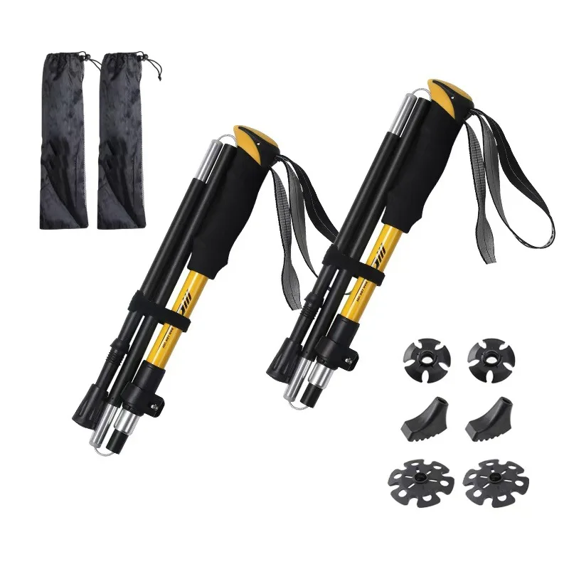 Hot Sale Aluminum Alloy Folding Trekking Pole for Outdoor Hiking Climbing Factory Direct