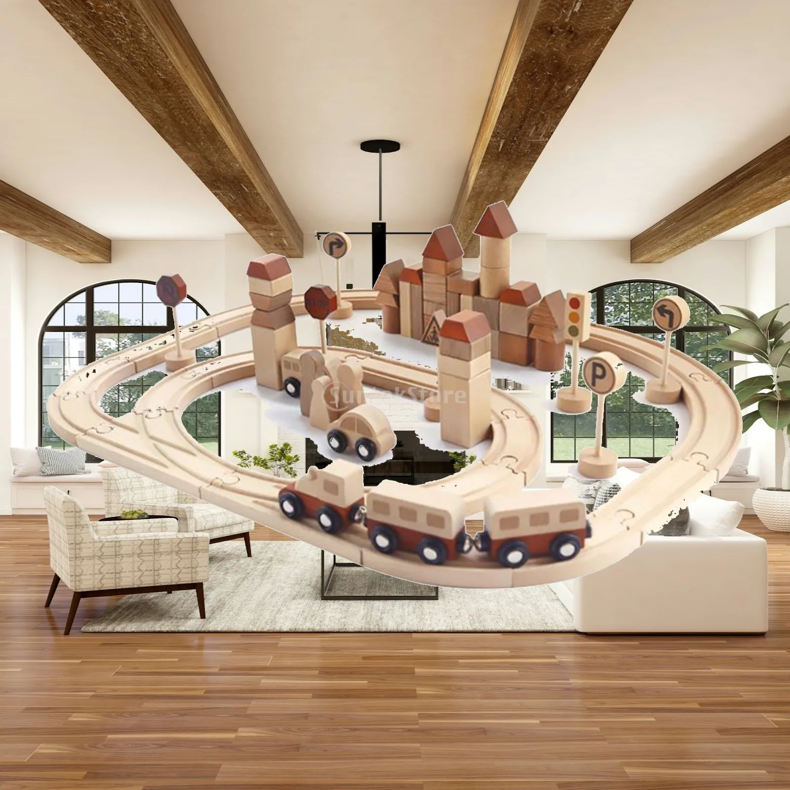 

Wooden Train Early Educational Toy for Kids Toddler Boys And Girls