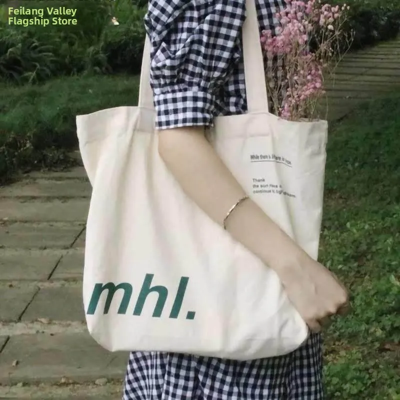 

Laid-back Japanese Style Canvas Tote Bag Women's Large Capacity Single Shoulder Bag Artistic Minimalist Korean Style Chic Stu...