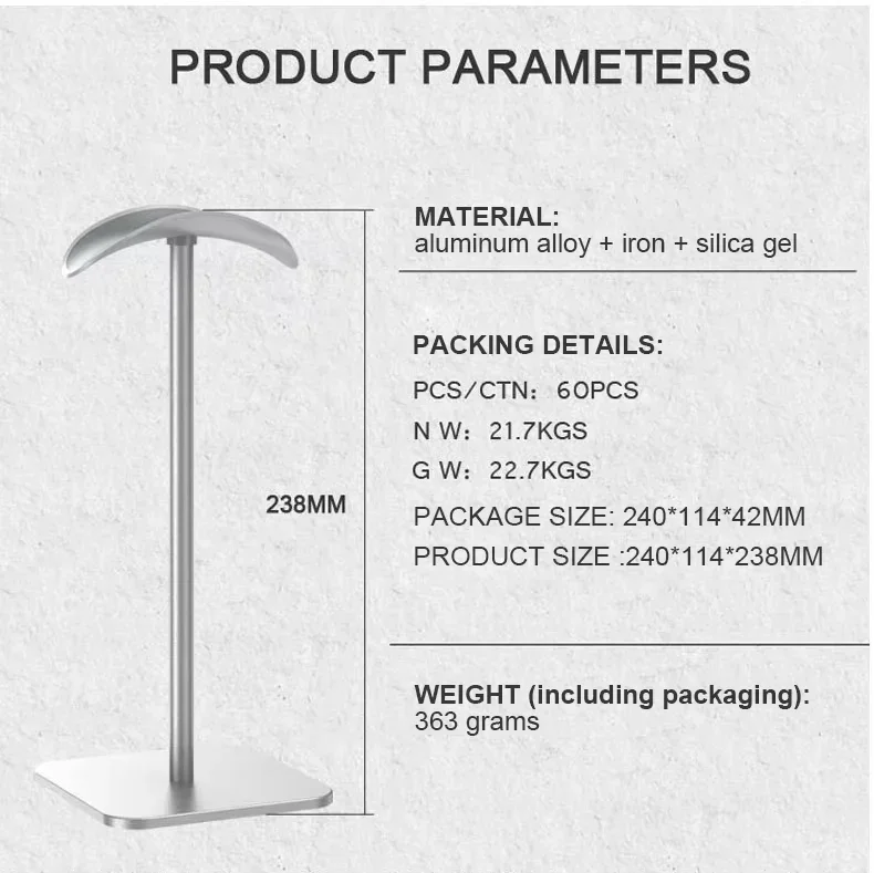 Estantes de exhibición, soporte Universal portátil de aleación de aluminio para auriculares, soporte de escritorio para auriculares con Base antideslizante