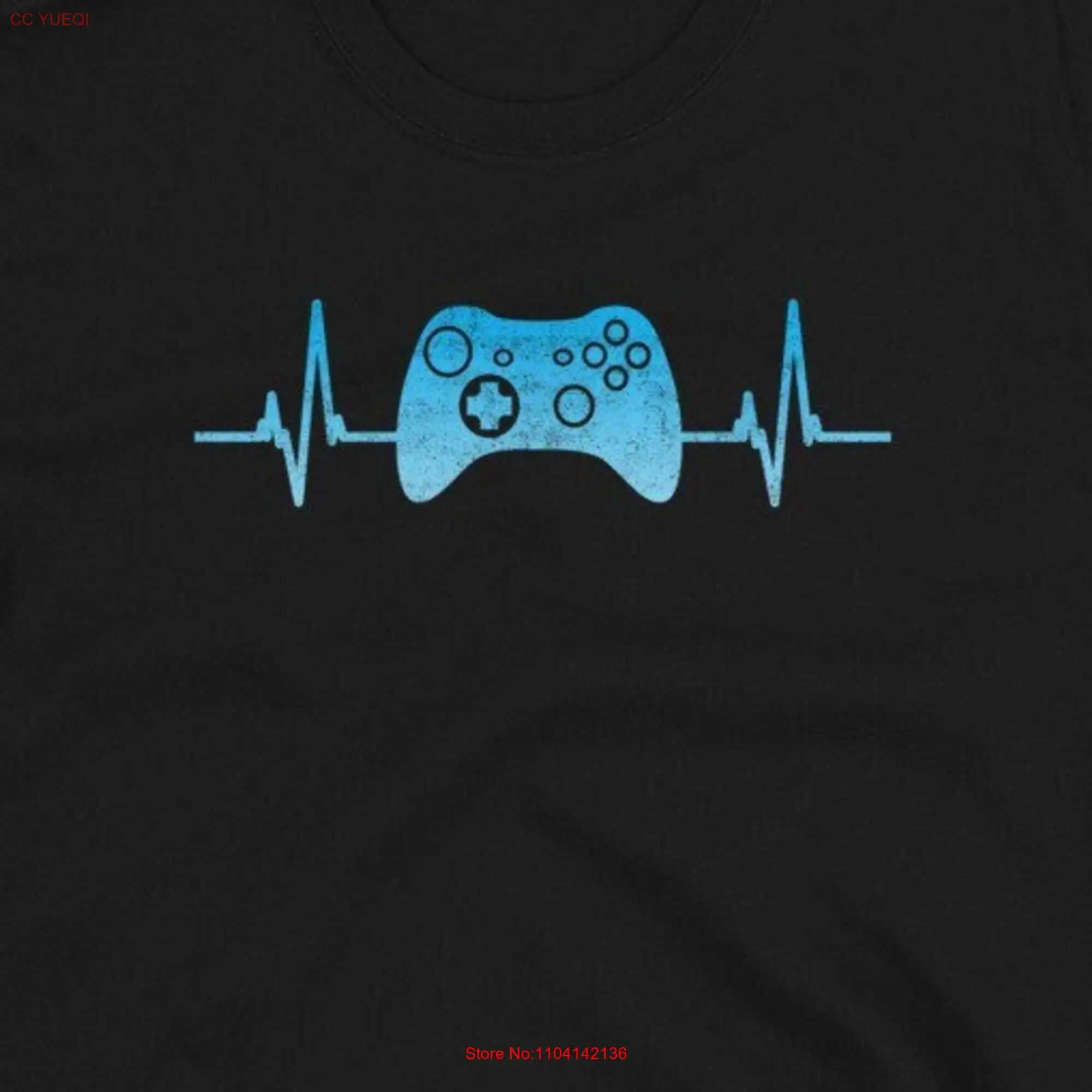 Gamer Heartbeat T Shirt Gaming Controller SVG Vintage Gamepad Game Retro long or short sleeves