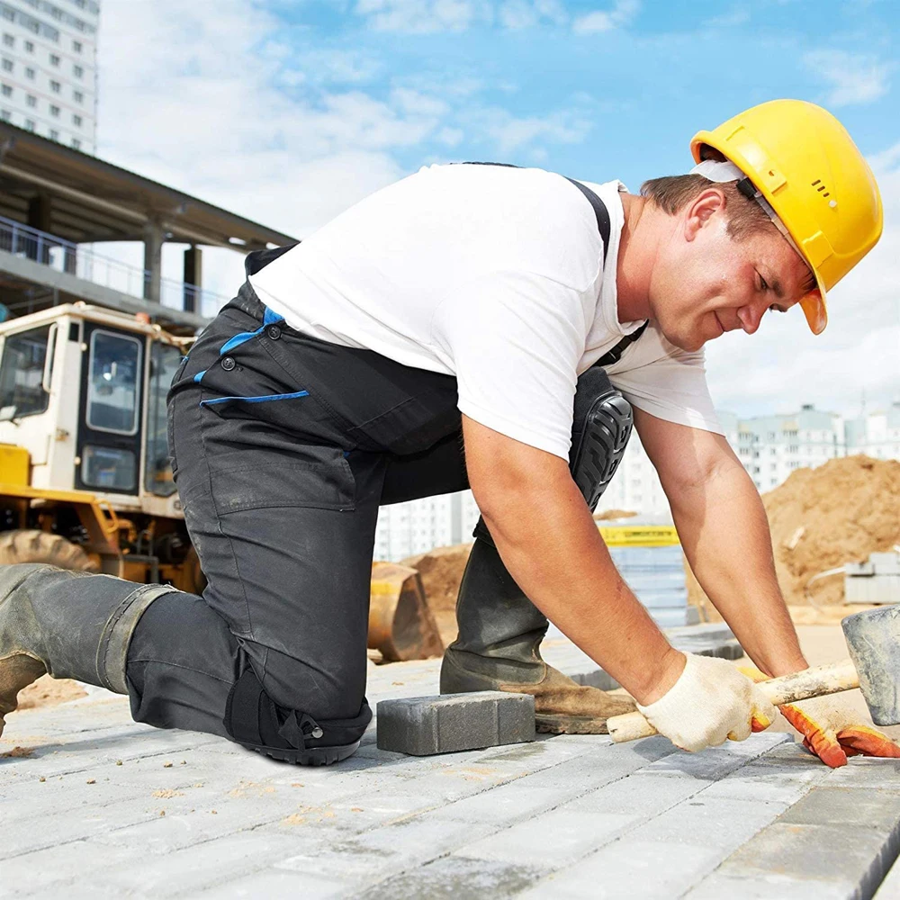 1 par profissional joelheiras para trabalho-Heavy Duty espuma estofamento Gel construção joelheiras com fortes alças duplas