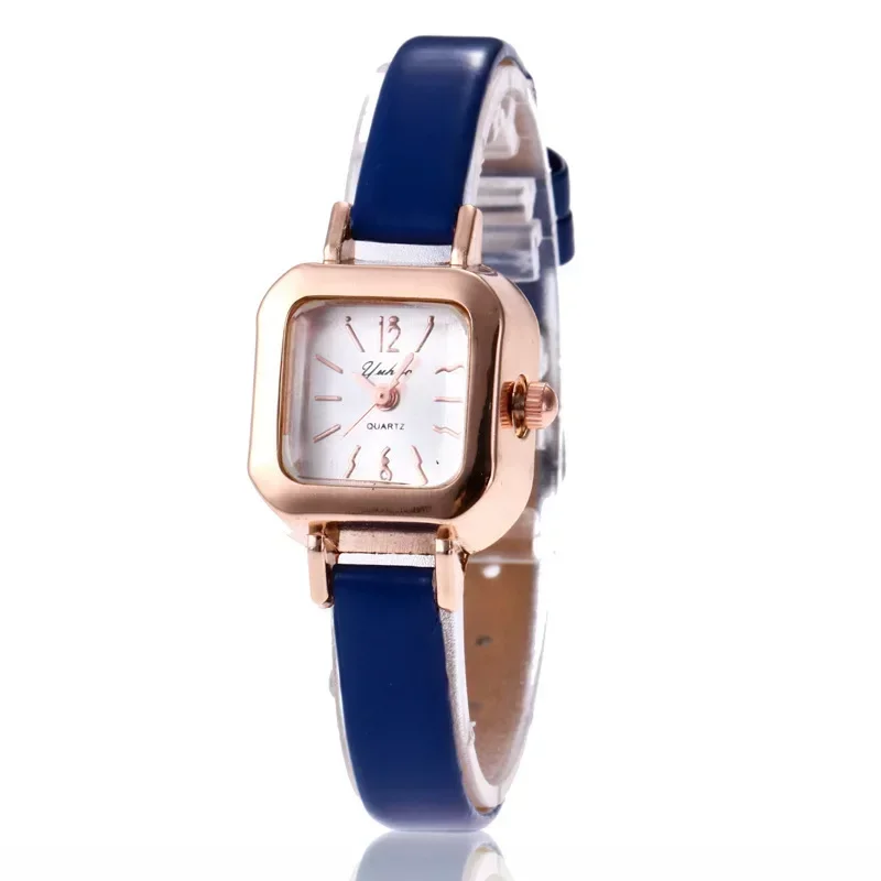 Vintage Elegant Women Watches Quartz Female Wristwatches Simple Classic Small Square Dial Watch Leather Strap Casual Reloj Mujer