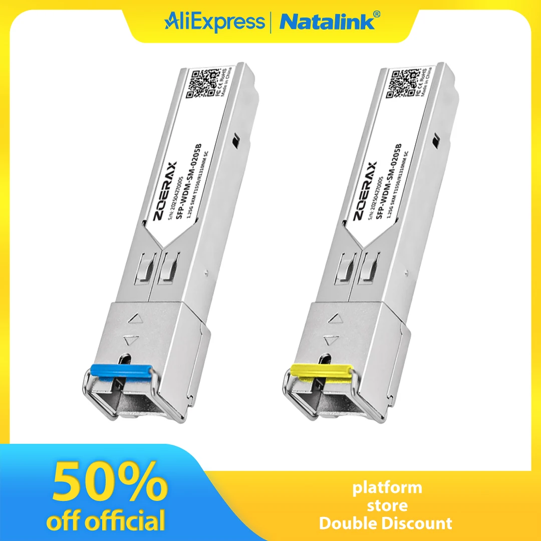 Natalink A Pair 1.25G SFP Fiber Module SC Single Mode Fiber Optical Module 5KM DDM 1310/1550nm Gigabit BiDi Transceiver module