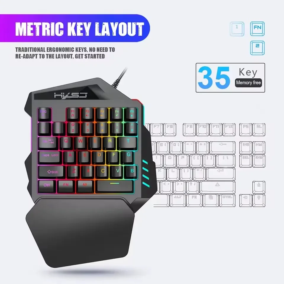 ZLRLMHY RGB Backlit Compact Mini Ultra Portable Mobile Phone Best-selling 35 Key Thin Film One Handed Gaming Keyboard