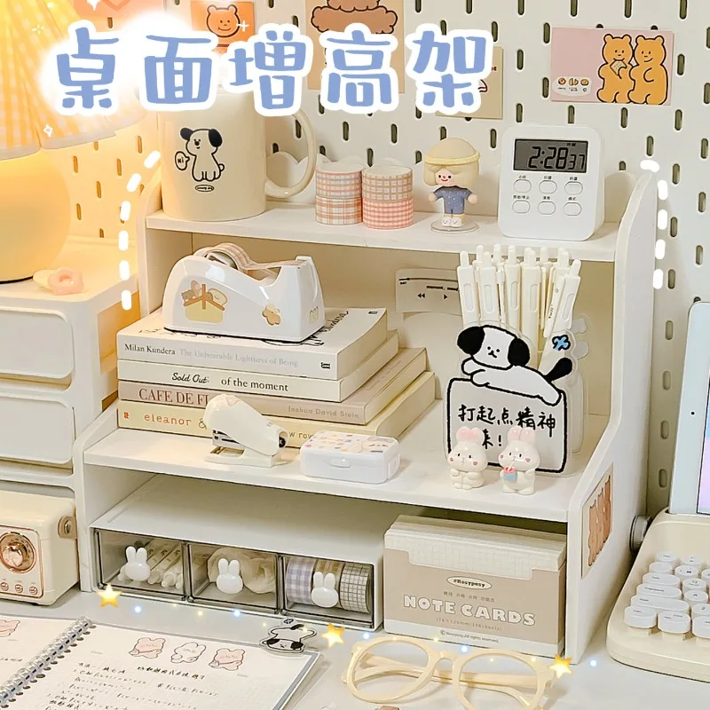 Desktop Multi-layer Stationery Shelf Adding Elevated Buildings To Student Dormitories Book Organization and Cosmetics Storage