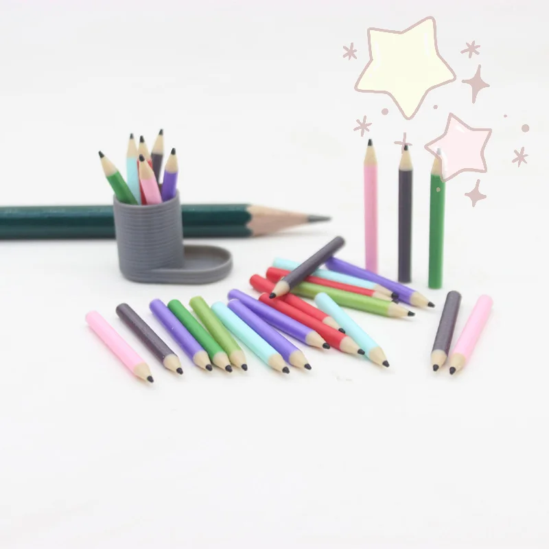 1 conjunto de porta-canetas em miniatura para casa de bonecas, escala 1:12, com 6 lápis coloridos, conjunto de papelaria, boneca, decoração de casa, brinquedos de simulação