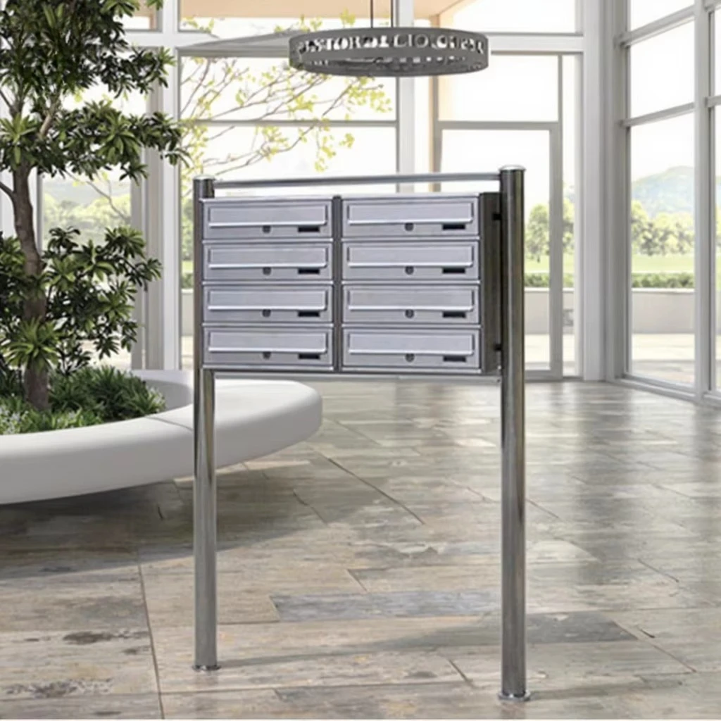 Square Stainless Steel Standing Letter Box Decorative Outdoor Waterproof Mailbox with Lock for Residential Apartment Use