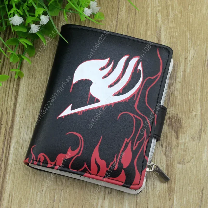 

Anime Fairy Tail Black Men's Folding Wallet Card Holder PU Leather Short Purse with Coin Bag